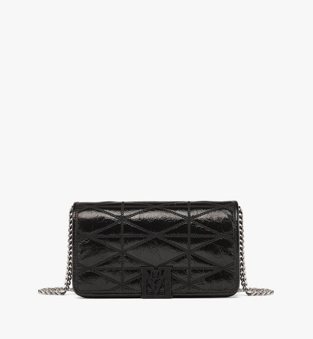 Travia Quilted Chain Wallet in Crushed Leather 1